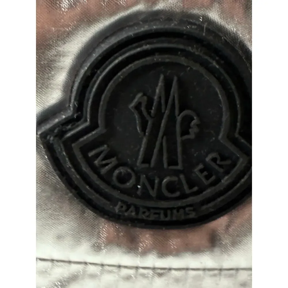 Moncler Parfums Quilted Metallic Silver Pouch Cosmetic Travel Case - Picture 9 of 11